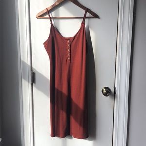 Copper/burnt orange/brown waffle fabric dress